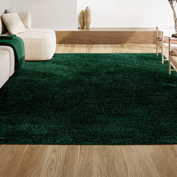Haze Solid Low-pile Area Rug Emerald